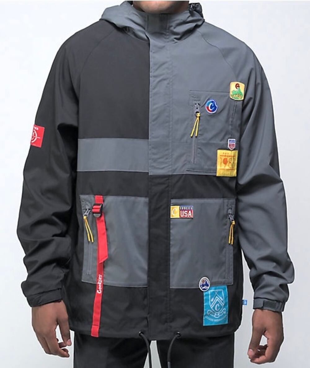 Cookies SF 1983 Hooded Jacket Multi Patches Zip Pockets Streetwear M